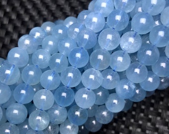 Natural Blue Aquamarine Beads Gemstone Spacer Round Beads for Handcraft Bracelet Necklace DIY Jewelry Making Design 6mm 8mm 10mm 12mm