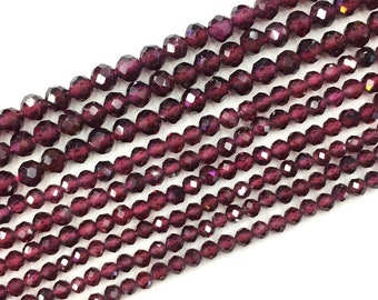 Garnet Beads Rhodolite Garnets Faceted Rondelles Roundels Rondels January Birthstone Earth Mined Gem   4 or 8-Inch Strand    3 to 5mm