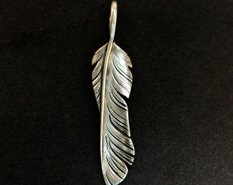 12x52mm Retro Feather Pendant 925 Sterling Silver Necklace Takahashi Goro Native American Tribe Pendant for DIY Design Making Best Gift