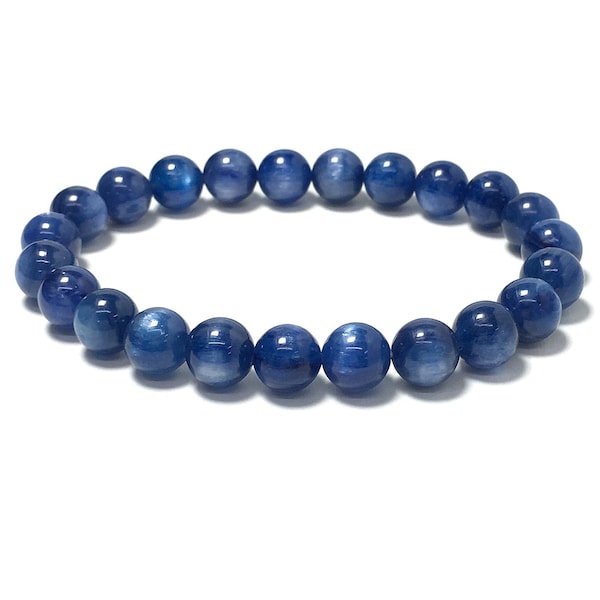 natuurlijke blauwe kyaniet armband ronde kraal armband healing energie edelsteen kraal armband sieraden maken mode ontwerp AAA kwaliteit 7.5inch