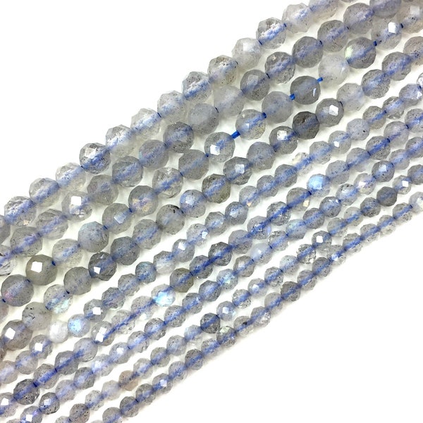 2mm 3mm 4mm Natural Labradorite Bead Faceted Round Shape for Bracelet Necklace Diy Jewelry Making Gemstone Spacer 15inch,Faceted Labradorite