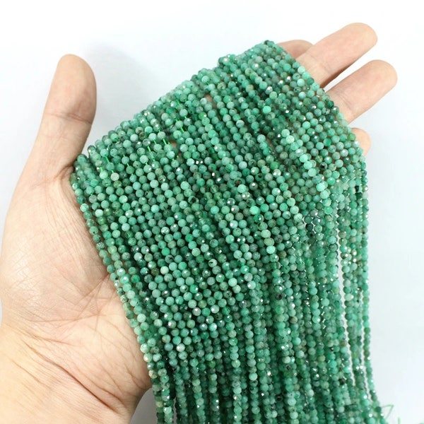 Natürliche Smaragd Perle 2mm 3mm Facettierte Runde Form Perlen Heilung Energie Perle für Armband Halskette Diy Schmuck Machen Design 15 ""Eemerald Perle""