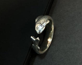 Fish Ring Takahashi Goro 925 Sterling Silver Animal Ring Man Ring Woman Ring Lover Ring Biker Ring Engagement Ring Handmade Ring Gift