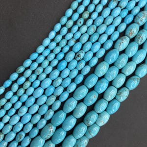 Natural Blue Turquoise Beads 4x6mm 5x8mm 8x12mm 10x16mm 10x20mm Smooth Rice Loose Spacer Healing Energy Beads for DIY Jewelry Making 15.5&quot;
