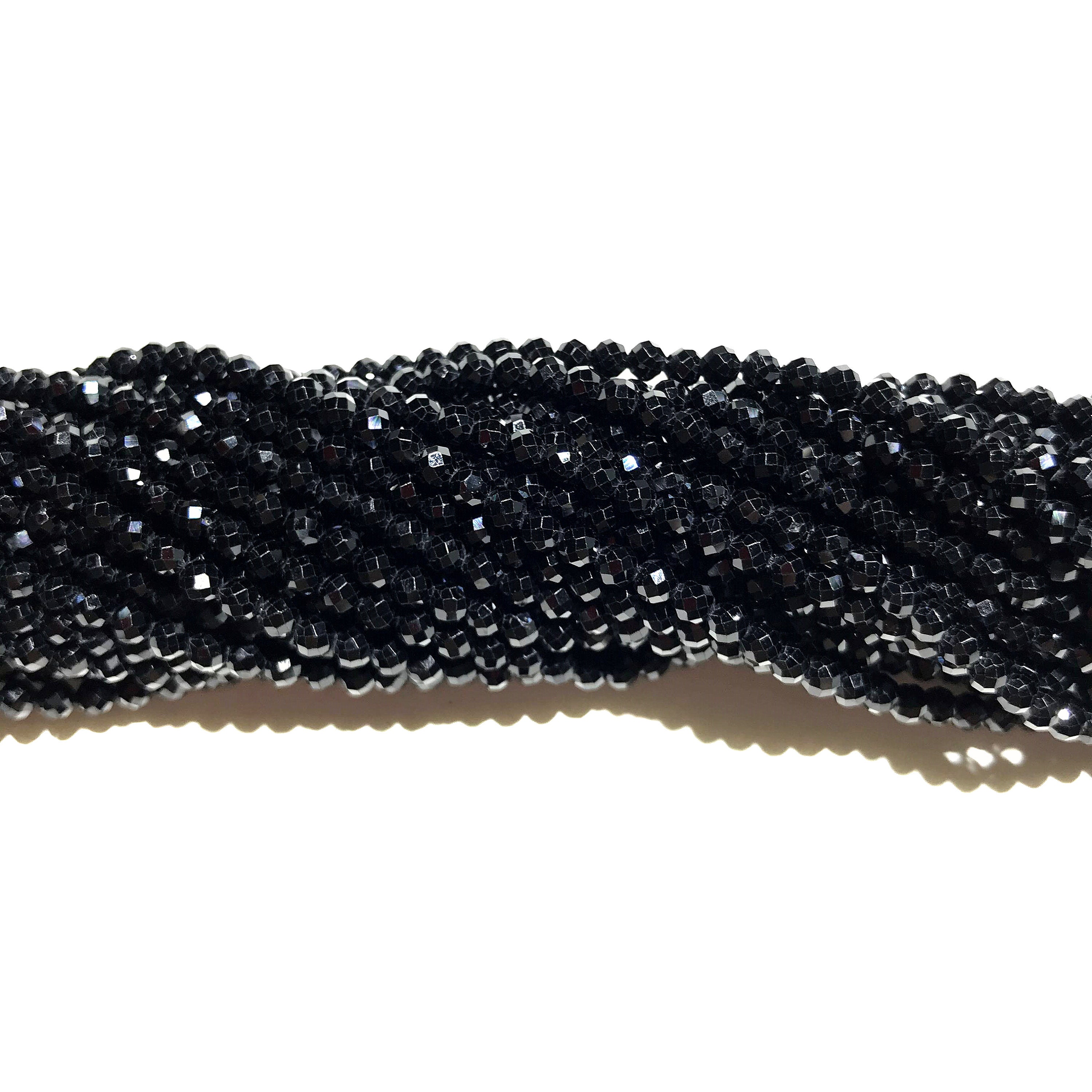 Black Spinel Seed Beads Faceted Round, approx 2mm dia (GB14400-2MM) 