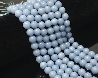 Natural Angelite Beads Gemstone Spacer Round Beads for Handcraft Bracelet Necklace DIY Jewelry Making Design 4mm 6mm 8mm 10mm 12mm