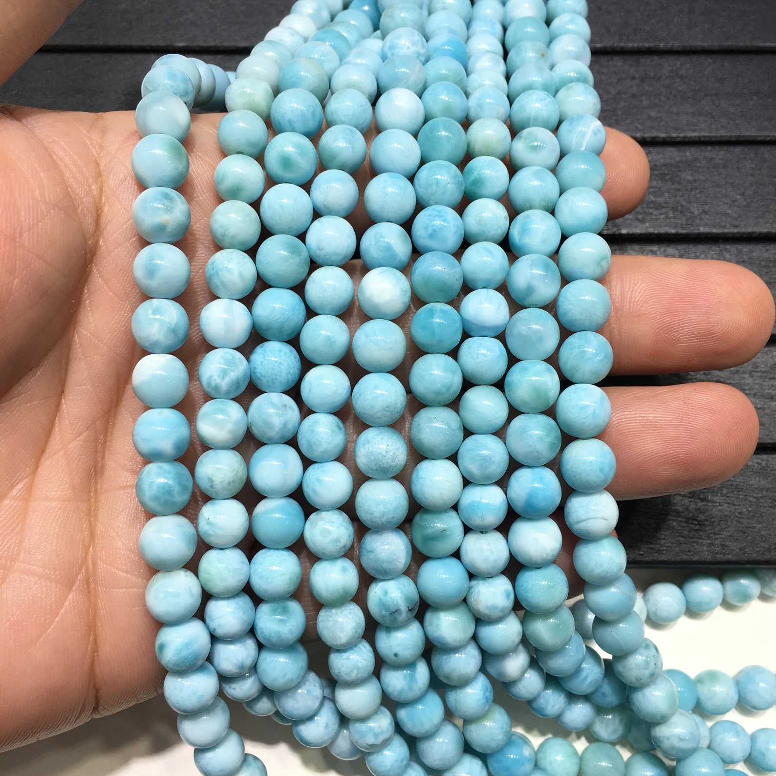 8mm Natural Larimar Beads Gemstone Spacer Round Beads for Etsy