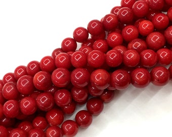 8mm AAA Red Coral Beads Gemstone Spacer Round Beads for Handcraft Bracelet Necklace DIY Jewelry Making Design 15 inch Strands,Red Coral Bead