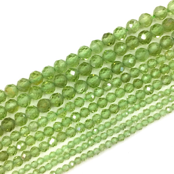 2mm 3mm 4mm Natural Peridot Beads Faceted Round Shape for Bracelet Necklace Diy Jewelry Making Gemstone Spacer 15inch,Faceted Peridot Beads