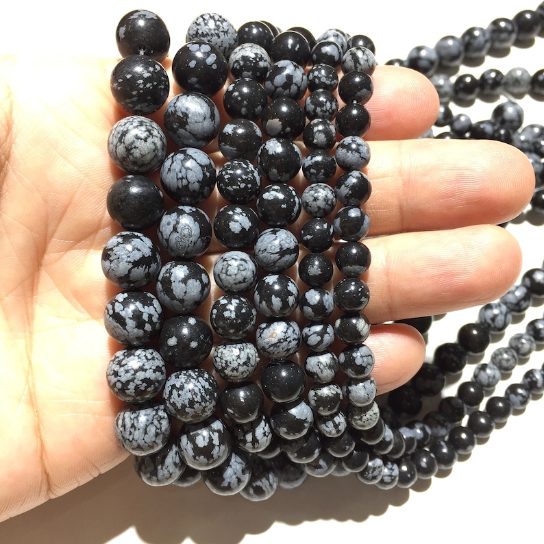 6mm Natural Snow Flake Jasper Bead Gemstone Spacer Round Beads for Handcraft Bracelet Necklace DIY Jewelry Making Design 15 inch Long Strand