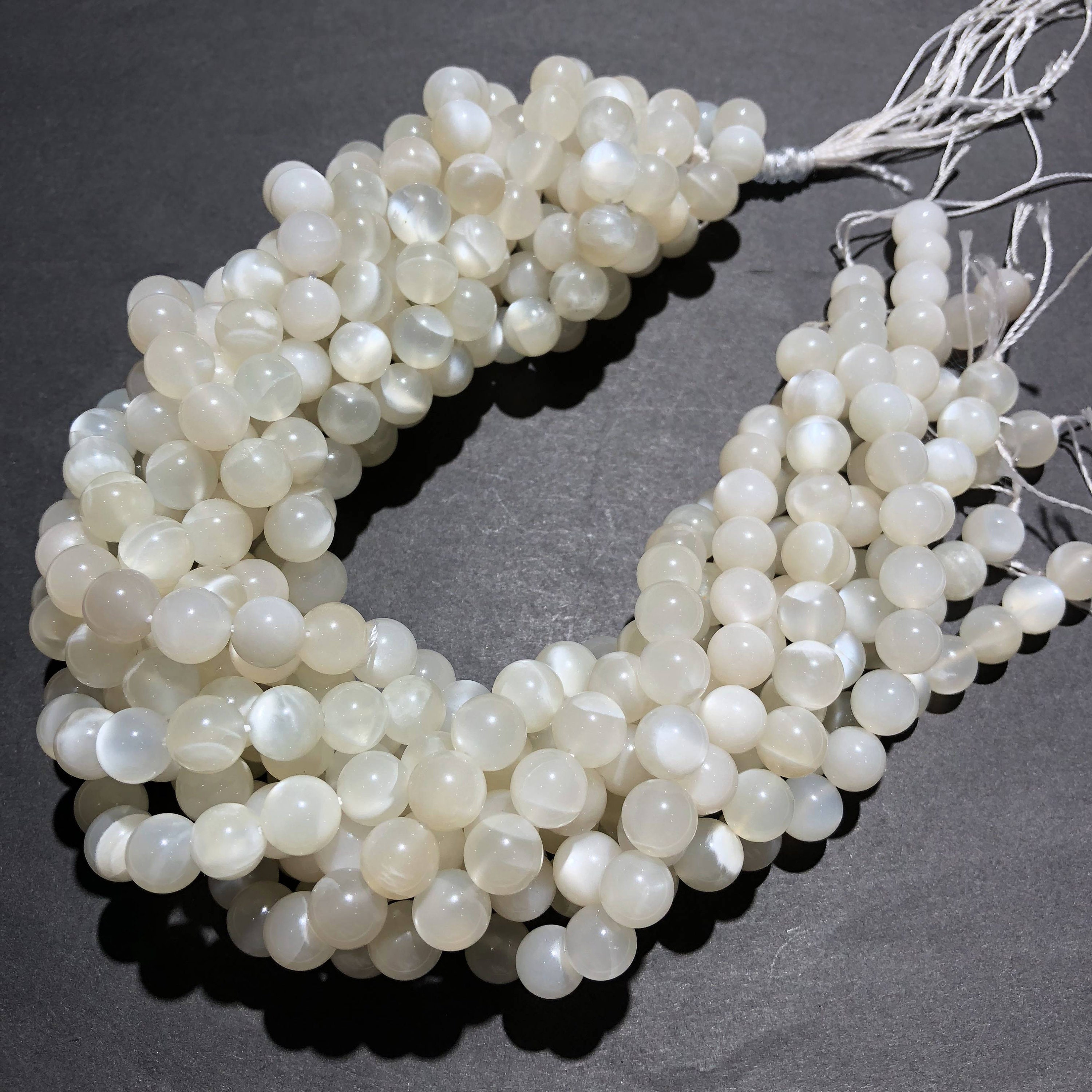 8mm Natural White Moonstone Beads Gemstone Spacer Round Beads Etsy