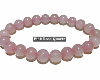 7.5inch Natural Pink Rose Quartz Bracelet for Man Woman Couple Compressed Style Energy Gemstone DIY Jewelry Making,Pink Rose Quartz Bracelet