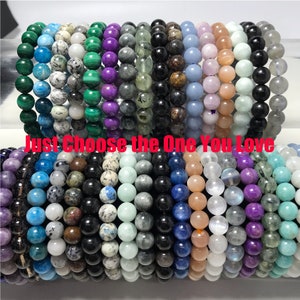 Natural Gemstone Beads Bracelets Handmade Men Women Stretchy Bracelet, Beaded Healing Crystal Bracelets, Sapphire/Aquamarine/Kyanite/Citrine