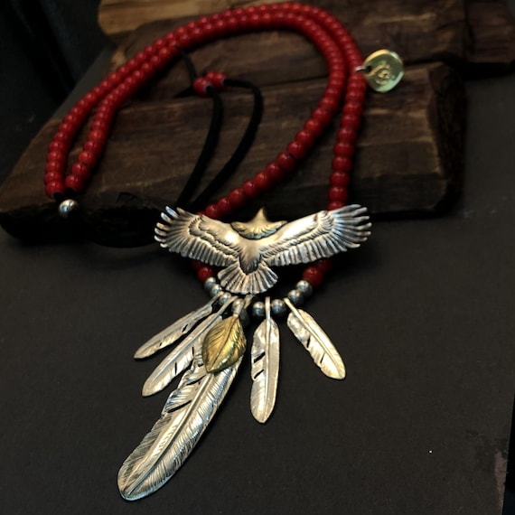 Eagle Feather Pendant Necklace 925 Sterling Silver Necklace
