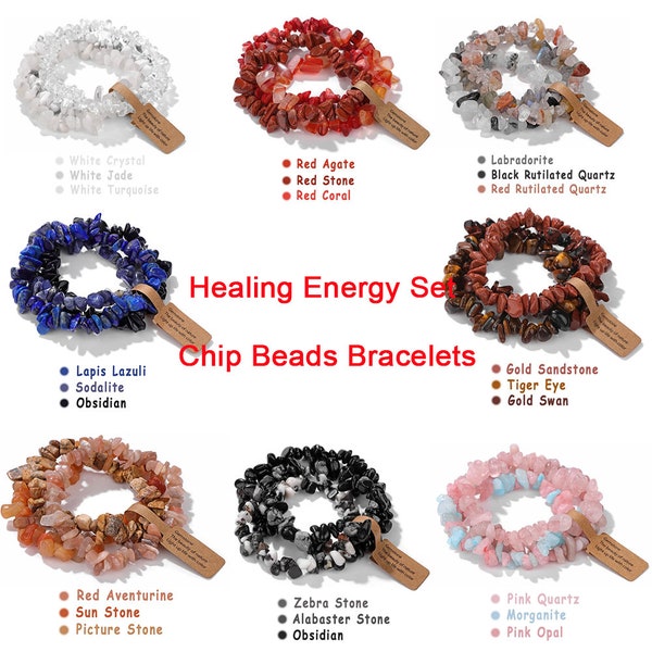 Pulsera de chip elástico de cristal Pulsera de piedra de chip irregular hecha a mano para hombres y mujeres Joyería Regalo energético Pulsera de chip curativo Charka 7.5"