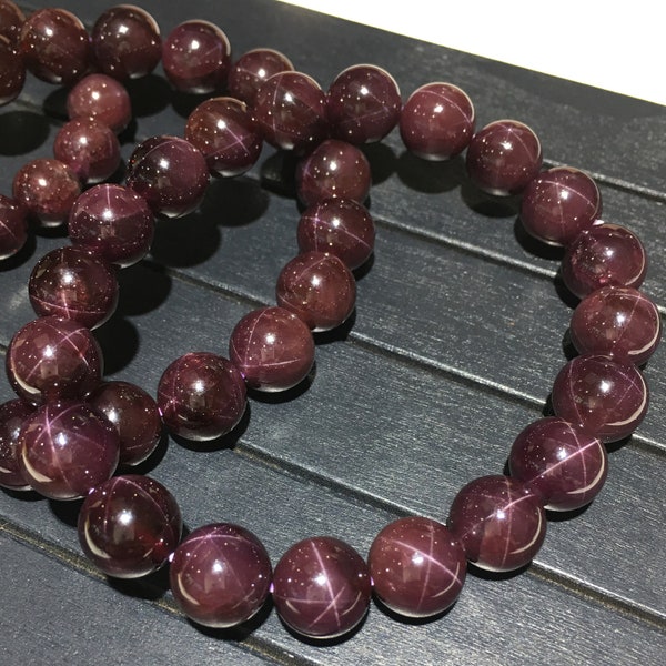 8mm Natural Star Garnet Bead Healing Energy Gemstone Spacer Round Bead for Handcraft Bracelet Necklace DIY Jewelry Making Design,Star Garnet