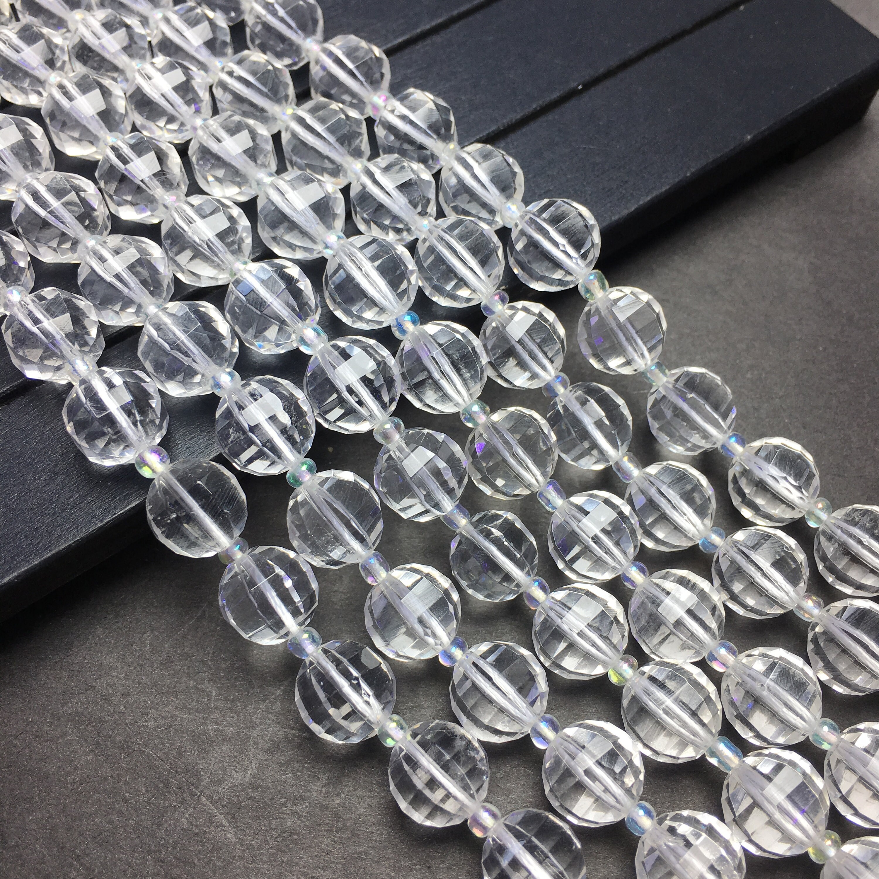 Natural Clear Quartz Bead Faceted Round Shape Gemstone Spacer Etsy