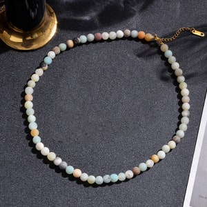 Super Shiny Crystal Necklace 6mm Round Smooth Beads Necklaces Simple Small Beads Necklace Choker Clavicle Chain Men Women Jewelry Gifts 40cm