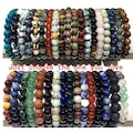 Natural Gemstone Beads Bracelet, Handmade Men Women Stretchy Bracelet, Genuine Gemstone Round Beaded Healing Crystal Bracelet (7.5 Inches)