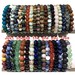 Natural Gemstone Beads Bracelet, Handmade Men Women Stretchy Bracelet, Genuine Gemstone Round Beaded Healing Crystal Bracelet (7.5 Inches) 