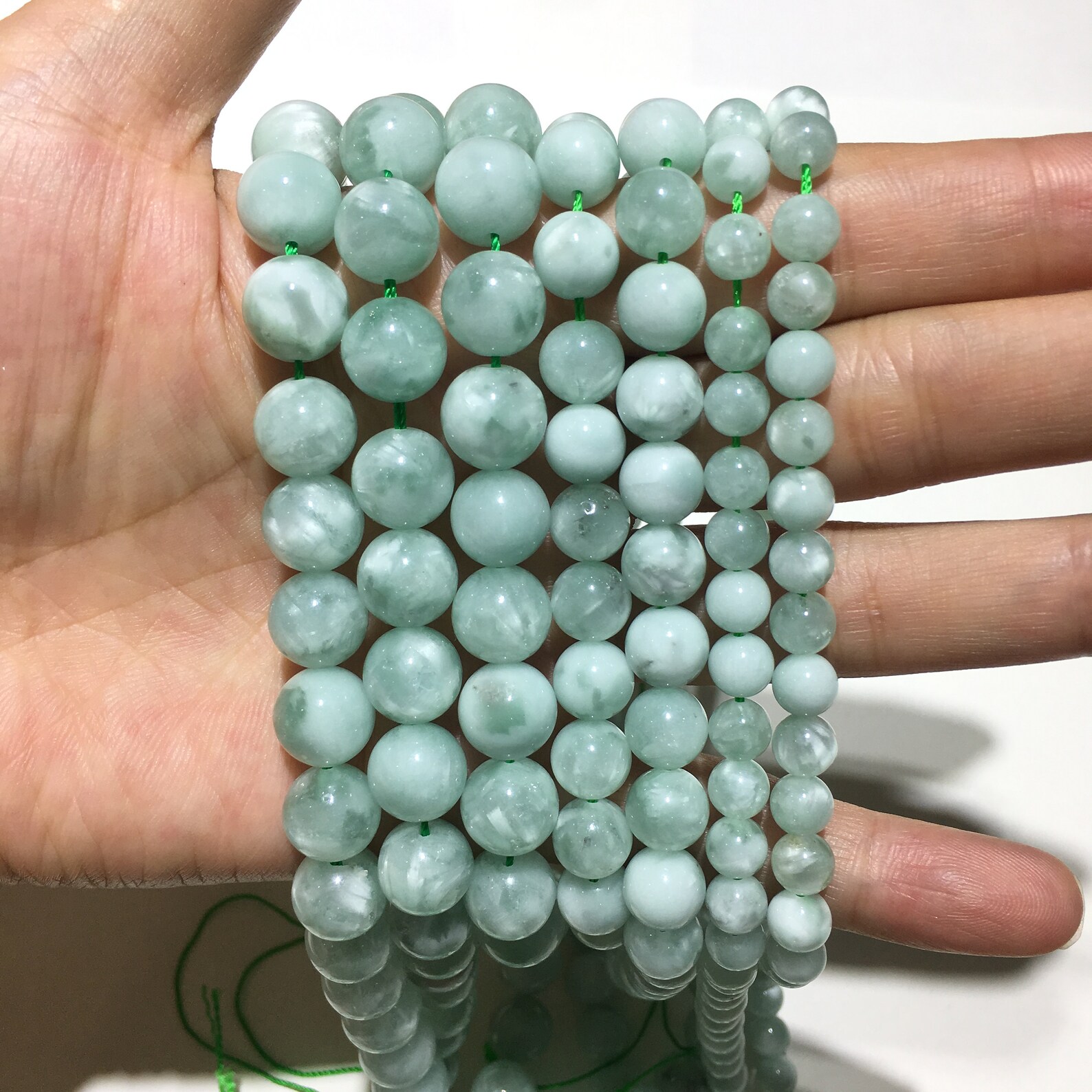 12mm Natural Green Angelite Beads Gemstone Spacer Round Beads Etsy