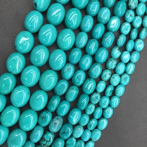 Natural Green Turquoise Beads 8x10mm 10x14mm 13x16mm Smooth Egg Bead Loose Gemstone Spacer Beads for DIY Jewelry Bracelet Necklace 15.5&quot;