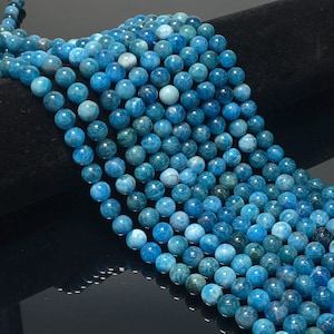 6mm Natural Blue Apatite Beads Gemstone Spacer Round Beads for Handcraft Bracelet Necklace DIY Jewelry Making Design 15 inch Long Strands