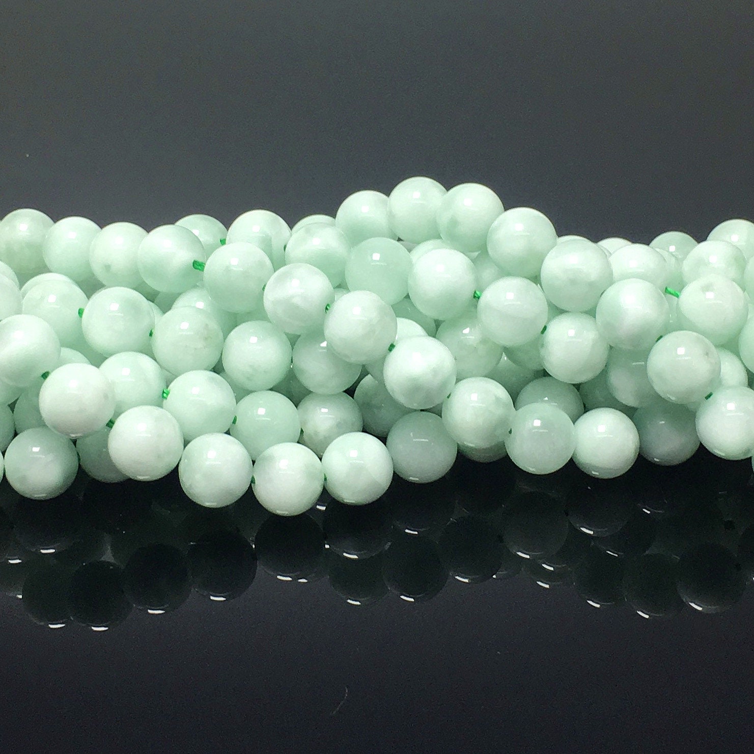 8mm Natural Green Angelite Beads Gemstone Spacer Round Beads for Handcraft Bracelet Necklace DIY Jewelry Making Design 15 inch Long Strands