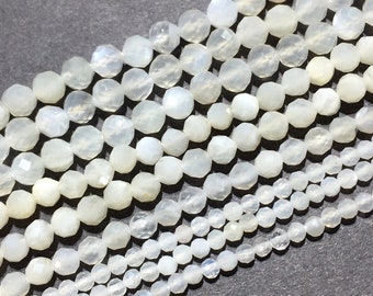 2mm 3mm 4mm Natural Moonstone Beads Faceted Round Shape for Bracelet Necklace Diy Jewelry Making Gemstone Spacer 15inch,Faceted Moonstone