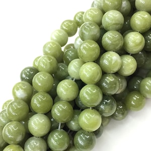 8mm Natural Chinese Jade Beads Energy Gemstone Spacer Round Beads for Handcraft Bracelet Necklace DIY Jewelry Making Design 15 inch Strands