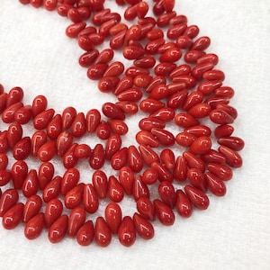 Orange or Red Bamboo Coral Bead 5x9mm Teardrop Loose Spacer Beads for Handcraft Bracelet Necklace DIY Jewelry Making Coral Bead 15.5&quot;