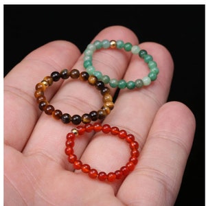 Perlen Stapelbar Ringe Edelstein Perlen Ring, Kristall Ring, Stretch Perlen Ringe Perlen elastischer Ring Verlobungsring bestes Geschenk für Männer Frau