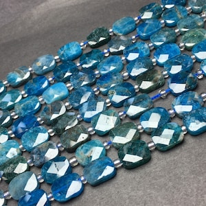 Natural Apatite Faceted Beads, Rectangle Shape Gemstone Spacer Bead Healing Stone Loose Bead for Necklace Bracelet Diy Jewelry Making 15.5”