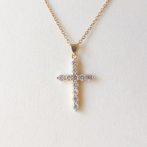 Collier, croix, pierre, zircon, or image 1