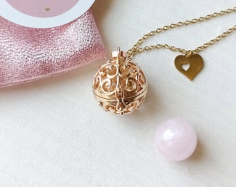 Bola de grossesse, bijoux de maternité, pierre naturelle, quartz rose, amour et douceur