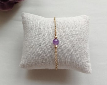 Fine bracelet, natural stone, amethyst, pearls