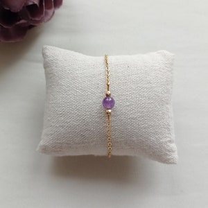 Bracelet fin, pierre naturelle, améthyste, perles image 1