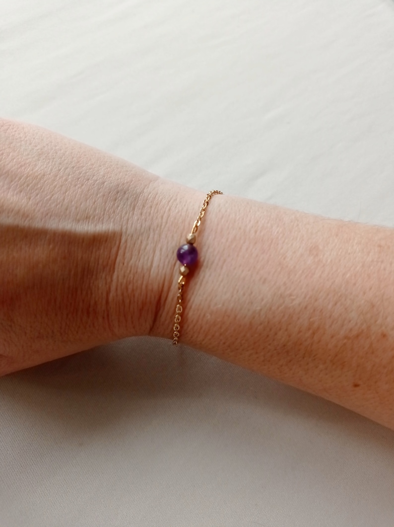 Fine bracelet, natural stone, amethyst, pearls image 4