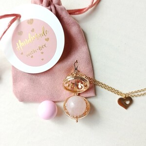 Bola de grossesse, bijoux de maternité, pierre naturelle, quartz rose, amour et douceur image 9