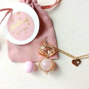 Pregnancy bola, maternity jewelry, natural stone, rose quartz, love and sweetness QR + BALLE HARMONIE