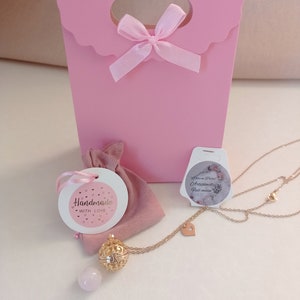 Bola de grossesse, bijoux de maternité, pierre naturelle, quartz rose, amour et douceur image 10