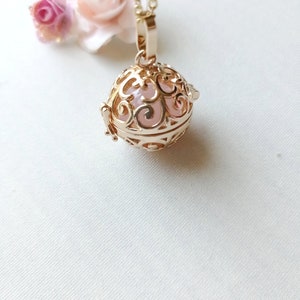 Pregnancy bola, maternity jewelry, natural stone, rose quartz, love and sweetness image 3