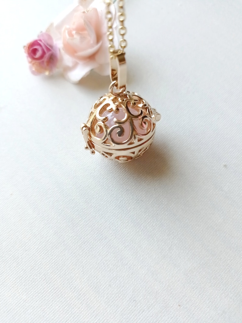 Pregnancy bola, maternity jewelry, natural stone, rose quartz, love and sweetness image 3