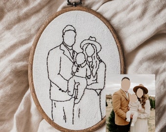 Custom Embroidered Portrait from Your Photo, Personalized Keepsake, Mother's Day Gift for Her, Boyfriend Gift, Couples Gift, Memorial