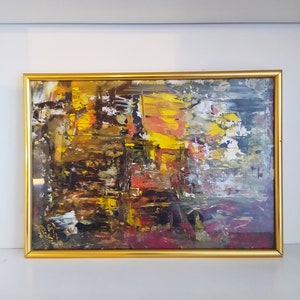 PITTURA ORIGINALE A4 forme geometriche nere e gialle