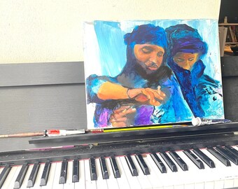 Tuareg brothers, original painting, African nomads