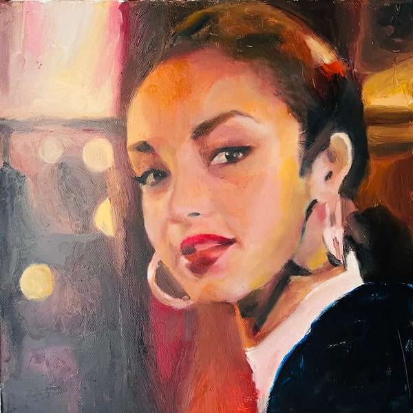 Sade Adu painting, oil painting jazz singer