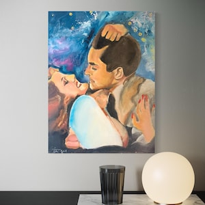 Original painting of Rita Hayworth and Tyrone power, old Hollywood