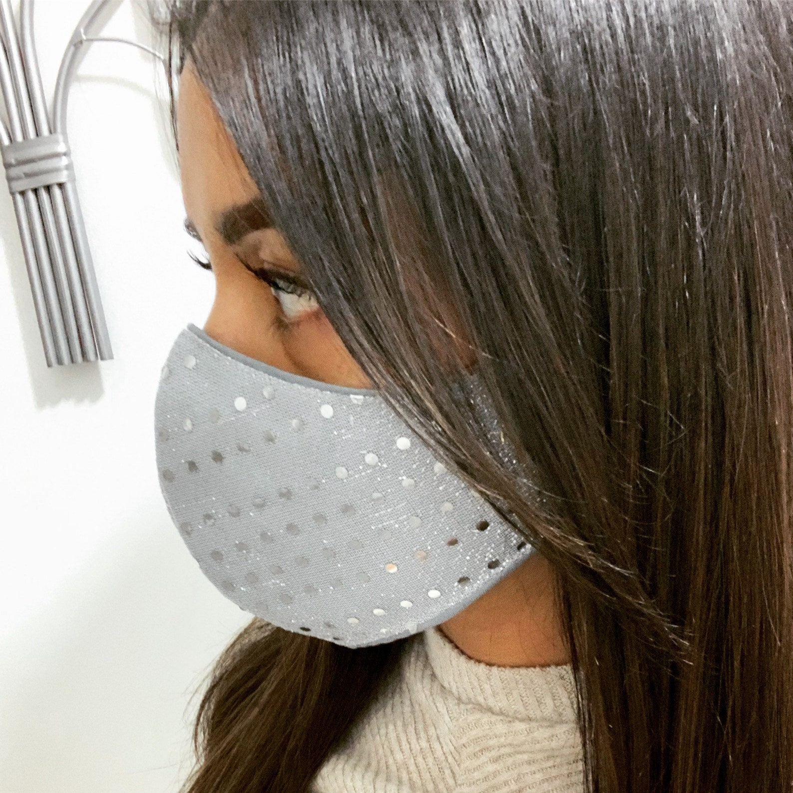 Silver shaped sparkly face mask Covering Etsy