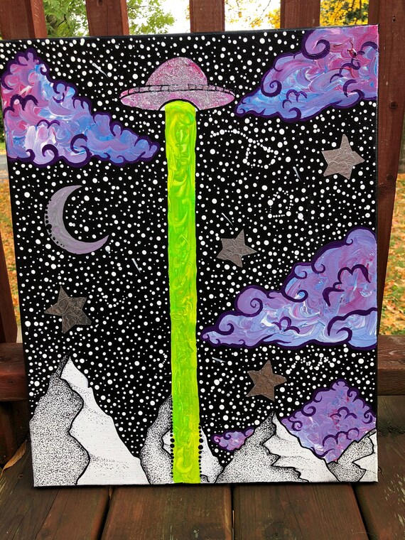Ufo Acrylic Painting Etsy